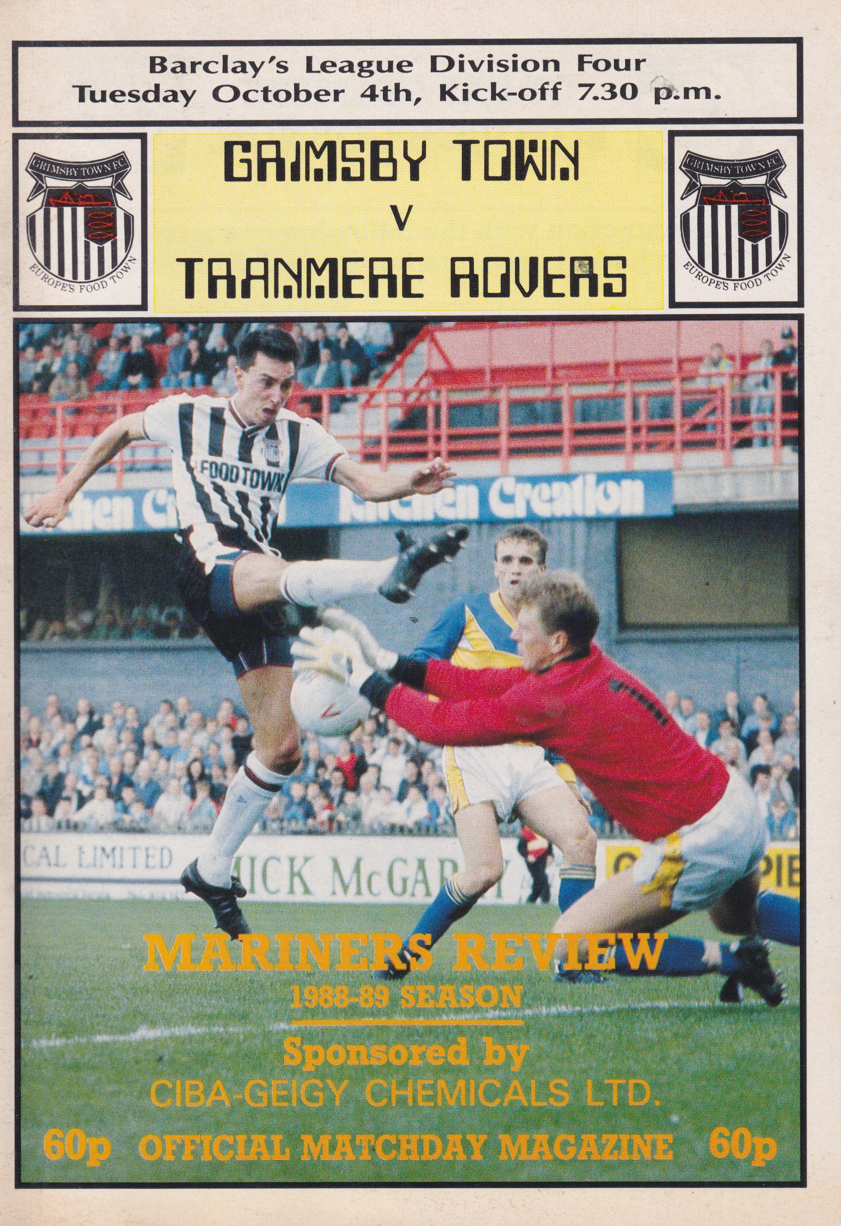 Grimsby Town v Tranmere Rovers match programme
